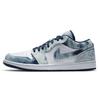 Jordan Air Jordan 1 Abrasion Resistant Low top Vintage Basketball Shoes Men's Black White Blue CZ8455-100(Team322-)