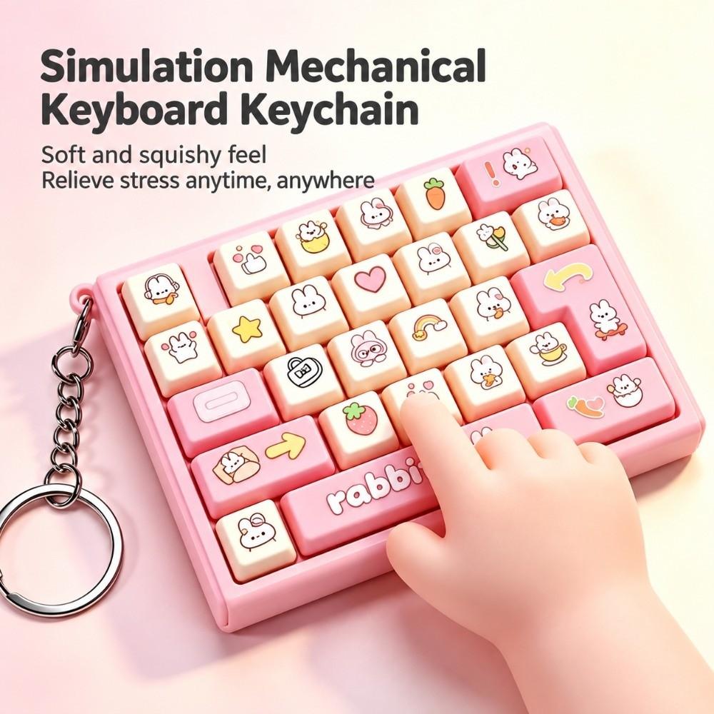 Cartoon Keyboard Keychain 26-grid Keycap Clicker High Quality Button Clicker Key Accessories
