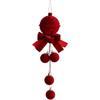 Christmas Flocked Bell Ornaments Set Nordic Style Cloth Hanging Decoration For Tree Or Window, Red Display Flocked Bell Decor