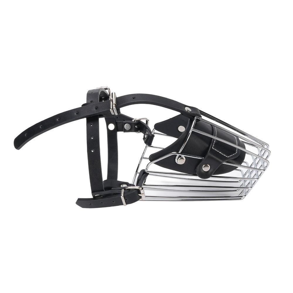 Iron Frame Metal Basket Muzzle Adjustable Strap Dog Mouth Cover Large Dog Muzzle Grooming Care
