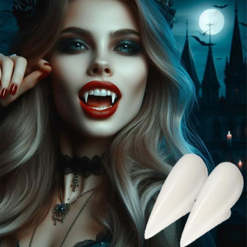 Realistic Vampires False Teeth Set With Blood Effect And Safe Dental Cosplay For Halloween Costume Accessories