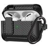For Airpods Pro 2 Generation 2nd 1st Case Secure Lock Clip Carbon Fiber Hard Shell Case Cover with Keychain for AirPods 3 2 Case