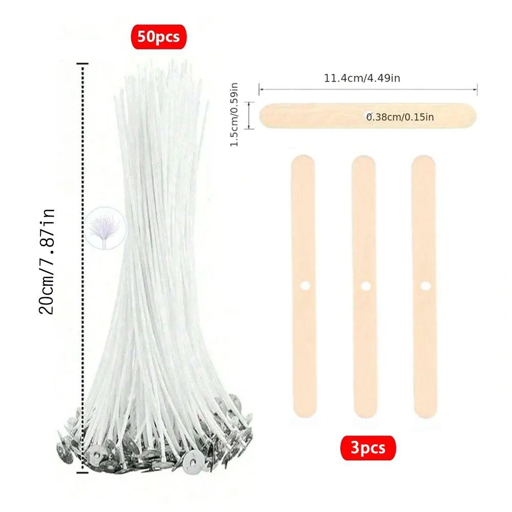 53 шт. держатель для фитилей для свечей, вощеный хлопковый фитиль, набор с подставкой, оригинальные бездымные фитили для свечей, соевое масло, восковая сердцевина, тканое изготовление