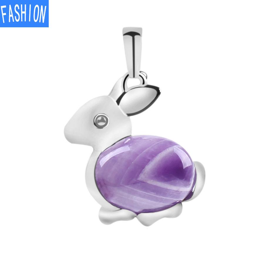 Ожерелье с подвеской из натурального камня серии Lovely Animal из натурального хрусталя и кролика