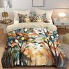 3Pcs Colorful Oil Painting Leaves Printed Quilt Set- Includes 1 Quilt Cover And 2 Pillow Cover (Without Filler)