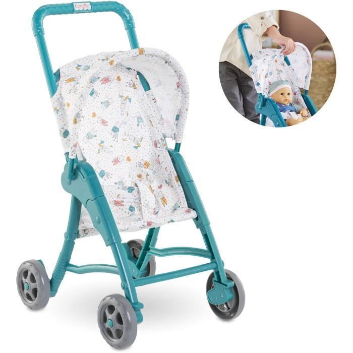 Poussette oursons - COROLLE - Accessoire Poupon 30cm - Bleu - Légère et facile d'utilisation