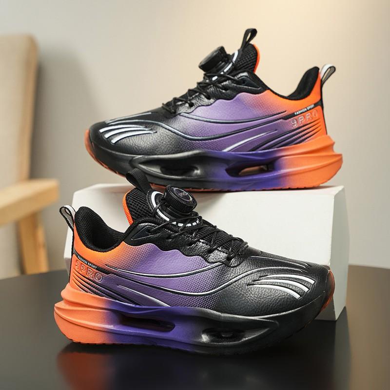 Youth style shoes Boys Running Shoes Kids Lightweight Breathable Anti-Slip Basketball Training Sneakers With Rotating