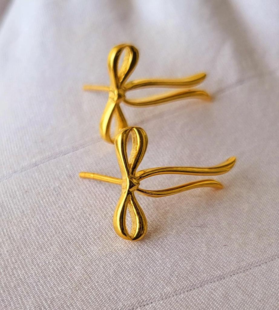 Серьги-ювелирные изделия с натуральным бантом из стерлингового серебра 925 пробы с золотым покрытием, подарок для нее A 69