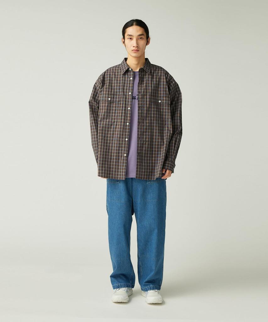 Snow Peak Organic Cotton Ombre Check Shirt Long Size CH SH-25AU005, Sleeve, Men's/Women's, M, Brown,