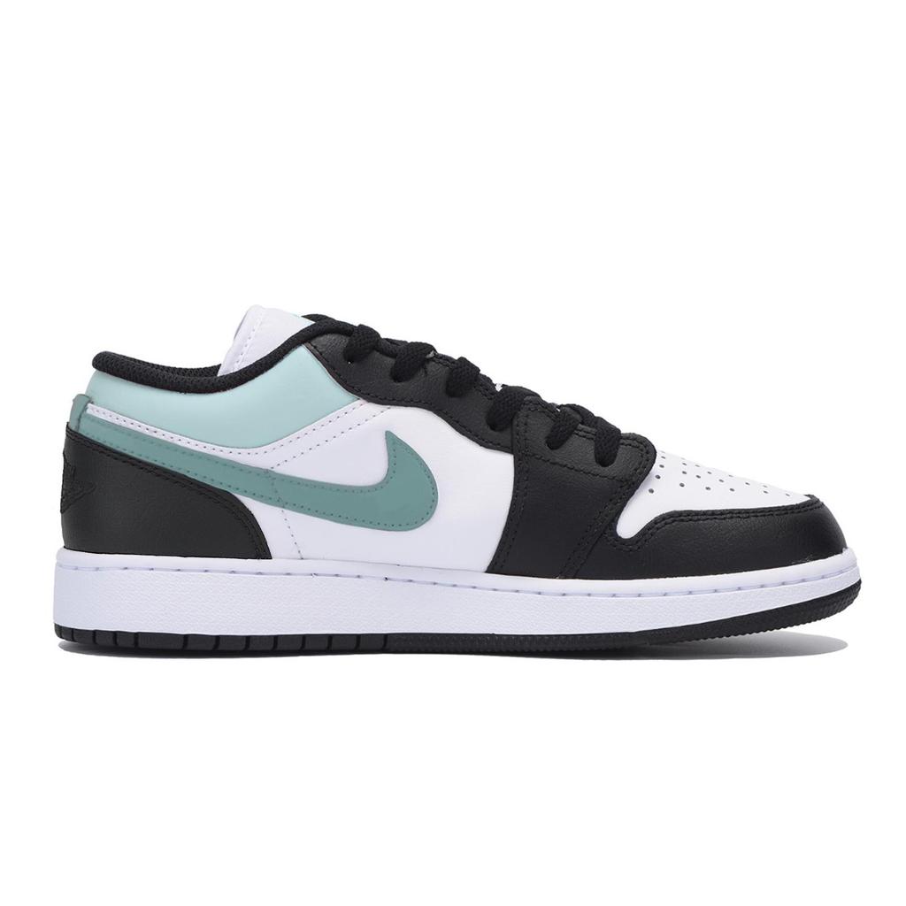 Jordan Air Jordan 1 износостойкие нескользящие низкие винтажные баскетбольные кроссовки мужские Черный Белый Зеленый 553558-131(Команда85-)