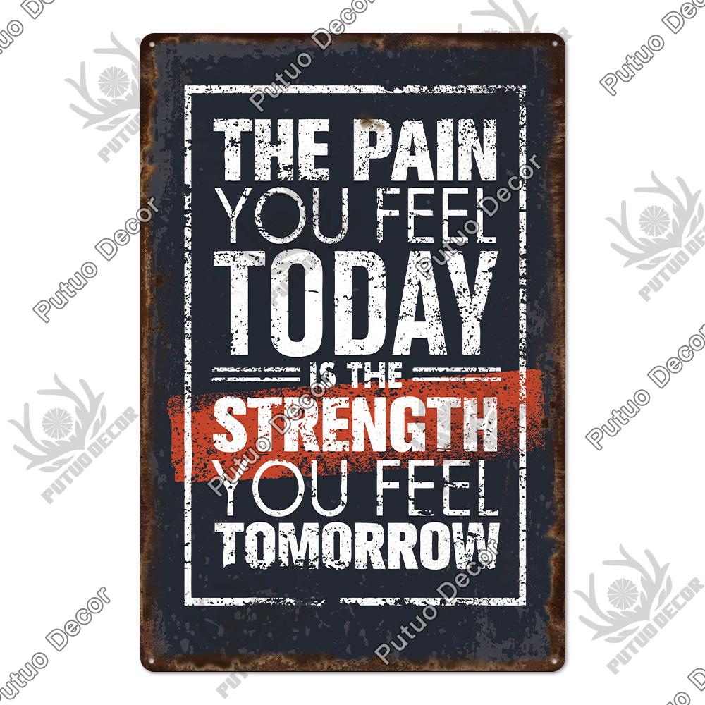 Mfoever Tin Sign Decor Gym Vintage Tin Signs Plaque Metal Plates Retro Posters Work Out Wall Art Decorative for Home Man Cave Gym Room