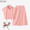 Женские блузки с коротким рукавом и юбки, летние комплекты из двух частей