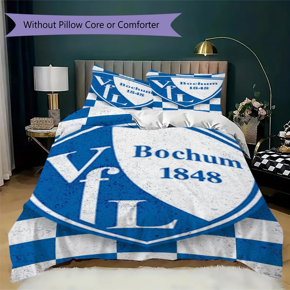 Постельное белье с узором VfL Bochum 1848 Комплект одеял Покрывало Наволочка Домашний Декор Подарок на День Рождения (1 пододеяльник + 2 наволочки без наполнителя)98