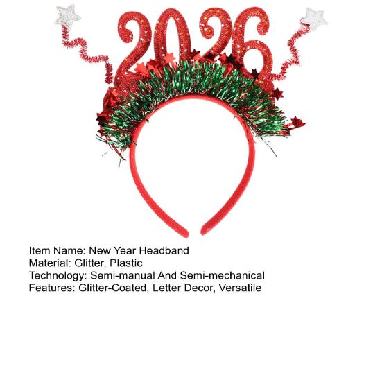 Ободок на голову «2026 Новый год» с логотипом в виде цифр, красочный дизайн, обруч для волос, праздничный аксессуар для празднования Нового года