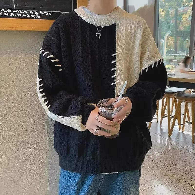 Модный свитер-пуловер с контрастными цветовыми переходами для мальчиков на осень/зиму