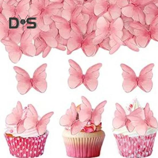 40/48 шт. украшения для торта вафельные бумажные цветы украшения для торта съедобные бабочки цветы украшения для кексов аксессуары для вечеринки по случаю дня рождения
