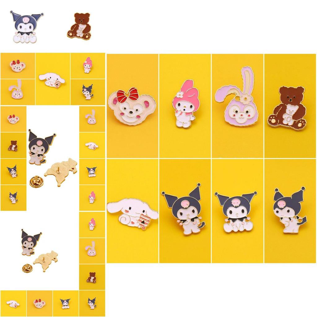 Очаровательная металлическая мультяшная брошь Sanrio с кроликом Мелоди и Куроми для школьных сумок