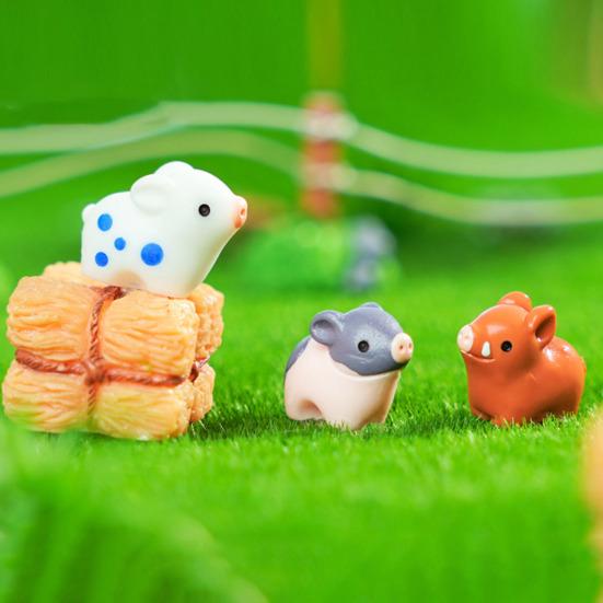 Yousheng 6 шт. Миниатюрная фигурка свиньи из смолы, украшение в виде свиньи, декор для кашпо, мультяшная статуэтка мини-свиньи для мха, микроландшафт, садовые аксессуары для фей