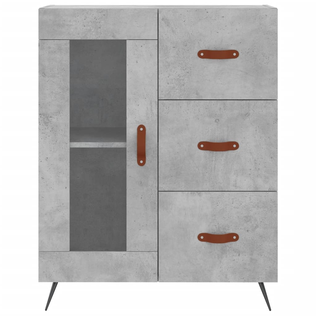 Vidaxl Witrynka, Szarość Betonu 69,5X34X180 Cm Materiał Drewnopochodny