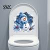 Easy Peel And Stick Decorations Christmas Snowman Toilet Stickers, 3D Bathroom Wall Decals, Durable PVC Window Clings Waterproof Seat Creative Holiday
