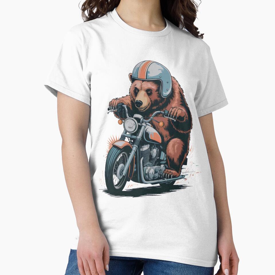 Bear on a Motorcycle – Cool Biker Animal Artwork Classic T-Shirt