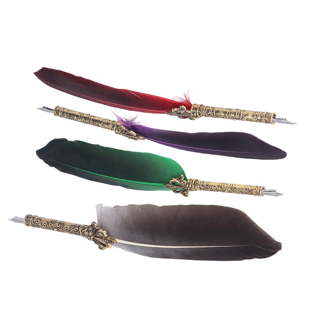 Ручка-гусиное перо из цинкового сплава, высокая гладкость, элегантные цвета, европейская ручка в стиле ретро для письма D