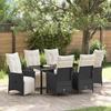 VidaXL Garden Dining Set 7 Pcs Black Poly Rattan, Modern Dining Set, Chairs 3379566