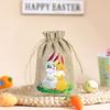 10Pcs Drawstring Pouches Cute Easter Thickened Rabbit Candy Bag Reusable Bunny Gift Bags Burlap Party Favor Supplies