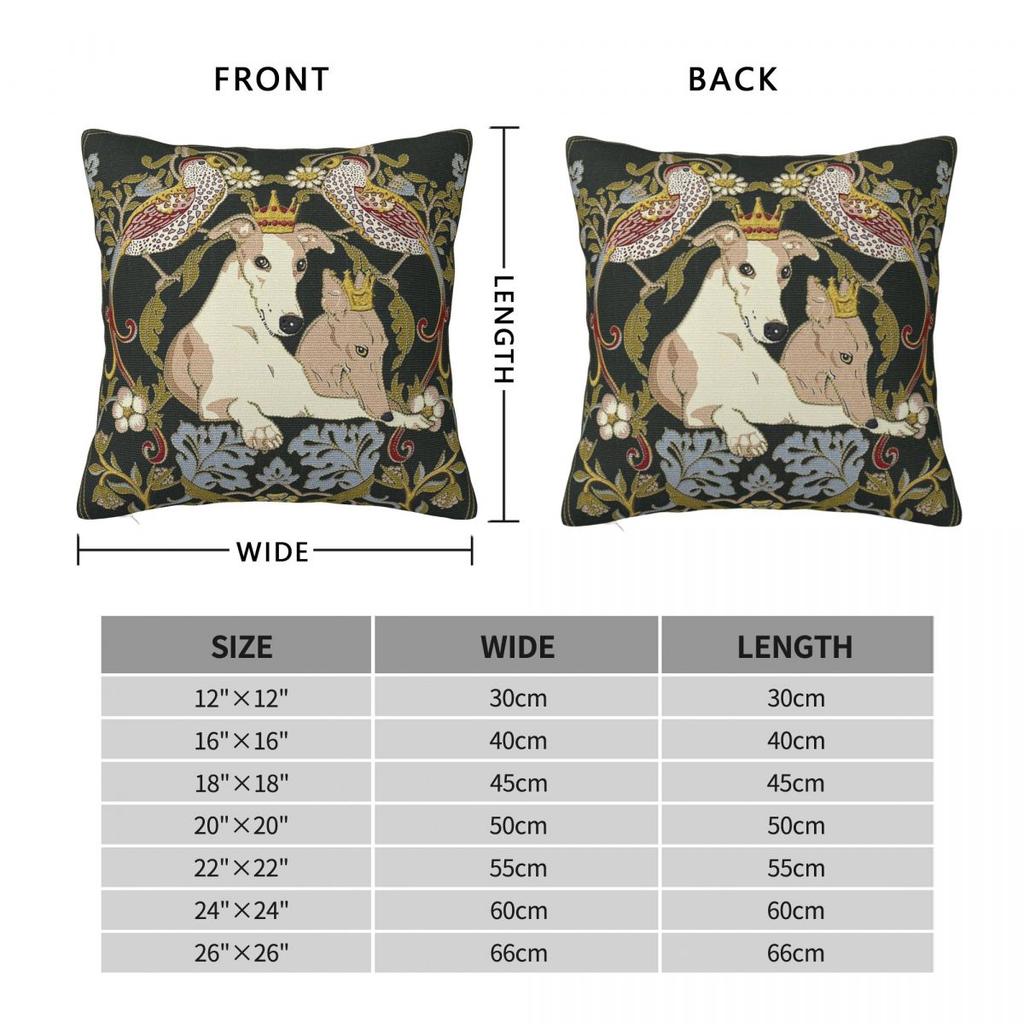 Whippets And Strawberry Thieves Pillowcase Polyester Linen Velvet Printed Zip Decorative Sofa Cushion Cover 45X45