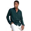 Slim Fit с длинным рукавом Slim Fit из струящейся вискозы Стильная мужская зеленая рубашка