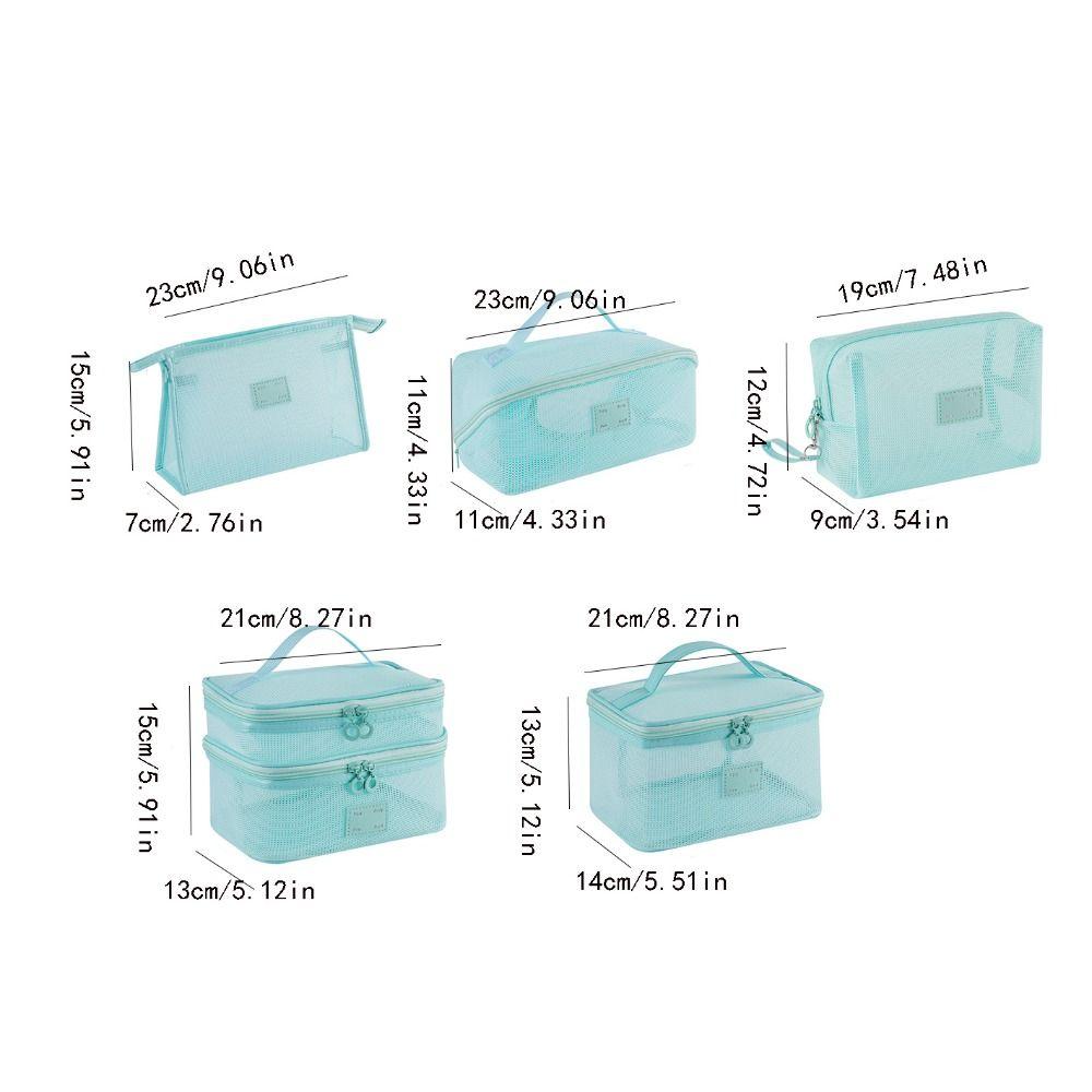 Square Transparent Mesh Cosmetic Bag Lightweight Storage Toiletry Bag  Camping