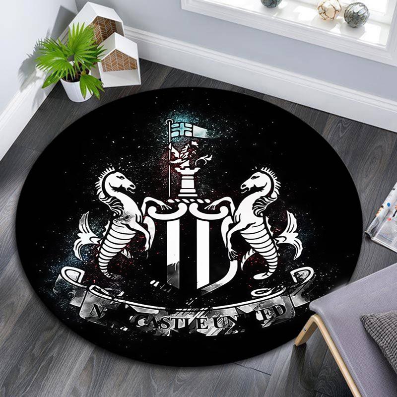 Newcastle United Round Area Rug,Carpet Rug for Living Room Bedroom Sofa Playroom Decor,Non-slip Floor Mat