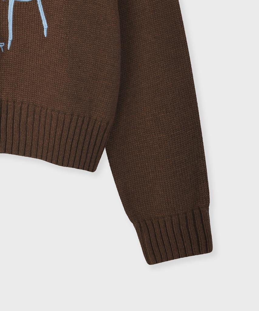 FALLETT Drawing Flower Knit Brown