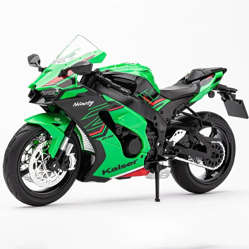 1:12 Модели мотоциклов Kawasaki ZX-10R H2R Игрушечные модели Сплав Литье под давлением Свет Звук Амортизация Гонки Модели мотоциклов Коллекция Подарок