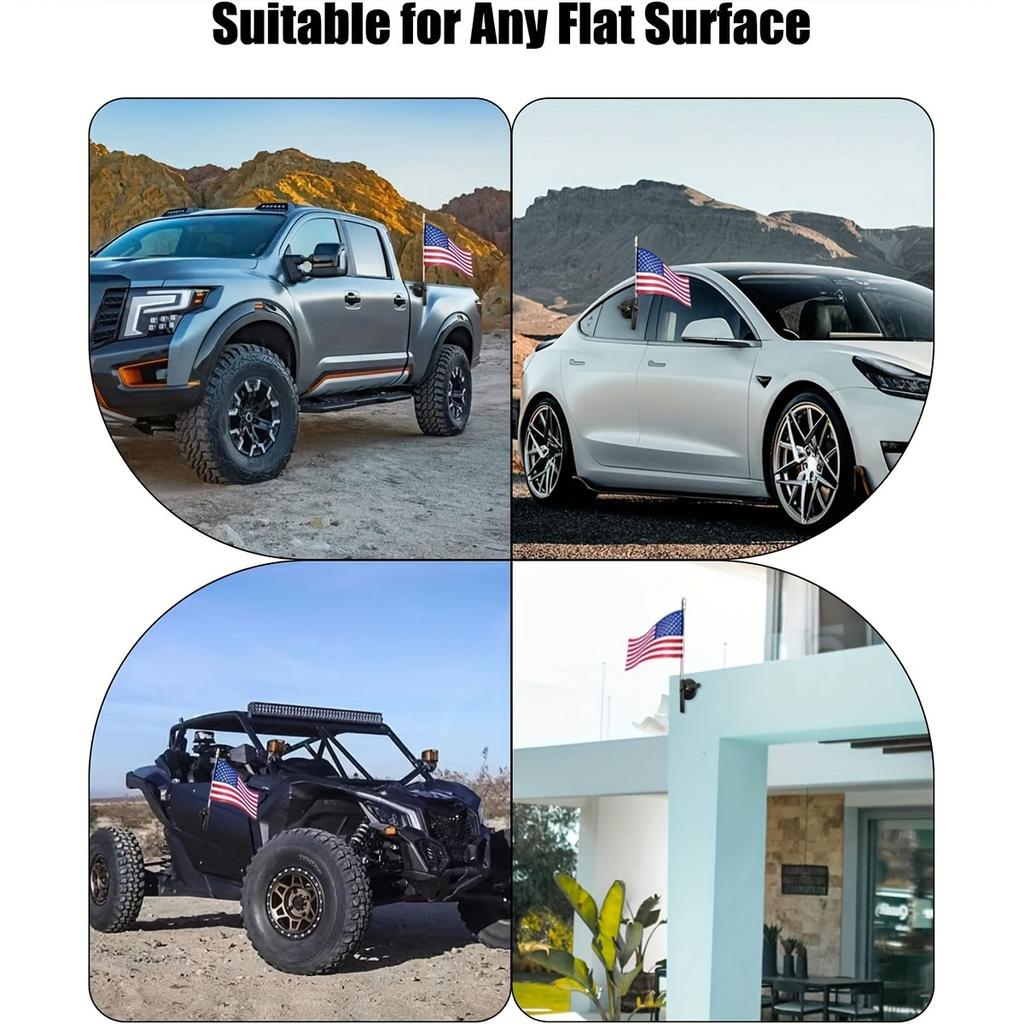 Suction Cup Flagpole Telescopic Flag Holder Red Flag Pole for Car Truck Boat Vehicle