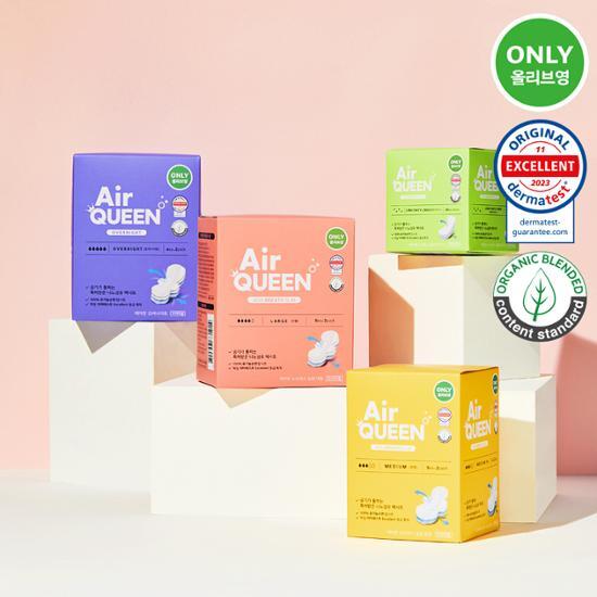 Выберите 1 из 4 видов гигиенических прокладок Air queen New Breath Organic (ежедневная прокладка/средняя/большая/на ночь)