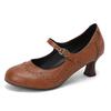 Мода 2025 Весна Винтажная ПУ кожа Женская обувь Римский стиль Сплайс Острый носок Ремешок на щиколотке Пряжка Женские Туфли на высоком каблуке Большой размер 32-48
