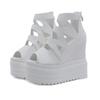 Fashion 14CM Super High Heels Platform Women Sandals Fashion Black White Thick Bottom Wedges Female Sandals Sexy Peep Toe Rome Shoes