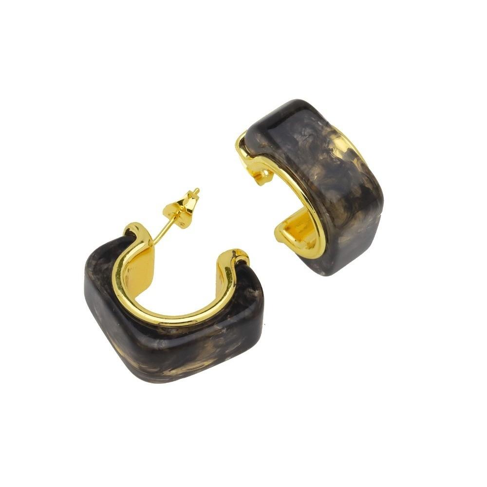 1 Pair Copper Acrylic Earrings 18K Gold Plated Hoop Earrings Resin Earrings  Daily Wear