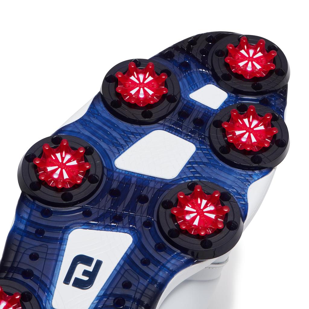 Кроссовки для гольфа FootJoy Tour Alpha Triple Boa для мужчин 3E, белые/темно-синие/красные, 25,5 см,