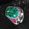 Jewelry Copper Bottom Gold-Plated Simulation Para Green Copper Inlaid Retro Light Luxury Ring Female 12 * 16