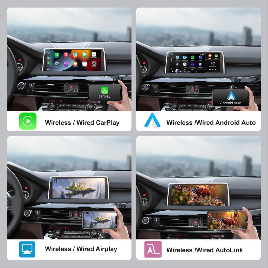 REEIIO For BMW X5 X6 F15 F16 F85 F86 F70 E71 E72 NBT CIC Wireless CarPlay support for Android Auto AirPlay mirroring camera jbhk21