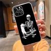 Чехол для телефона для iphone 17ProMax Air 16 15 14 13 Pro Max 15 16 Pro 15Plus Мультяшный Скелет Череп Кот Искусство