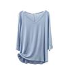 Women's Modal Loose Half-Sleeve Summer Bottoming Shirt: Lightweight, Pajama-Style, Large Size, Short Front, Long Back.
