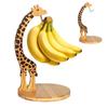 Banana Holder Stand Wood Giraffe with Stainless Steel Hook Giraffe Design Bananas Hanger Fruit Keeper for Kitchen Counter under Cabinet