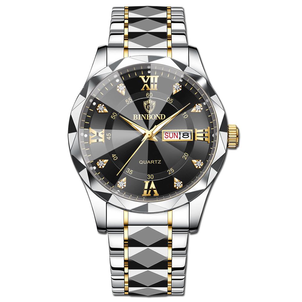 New Hot Sale Mens Rotundity Watch Fashion Waterproof Wristwatch Men Stainless Steel Watch Strap Luminous Calendar Quartz Watch