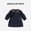 Французская детская юбка Arielle De Pinto Весна-Осень Однотонная с бантом и пышными рукавами Клетчатое платье