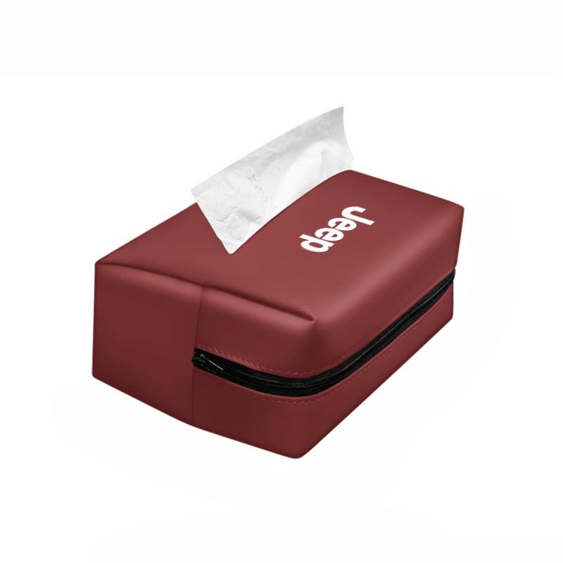 Car Leather Tissue Storage Bag Tissue Storage Box Accessories for Jeep Grand Cherokee Wrangler JK Gladiator Compass AKU1
