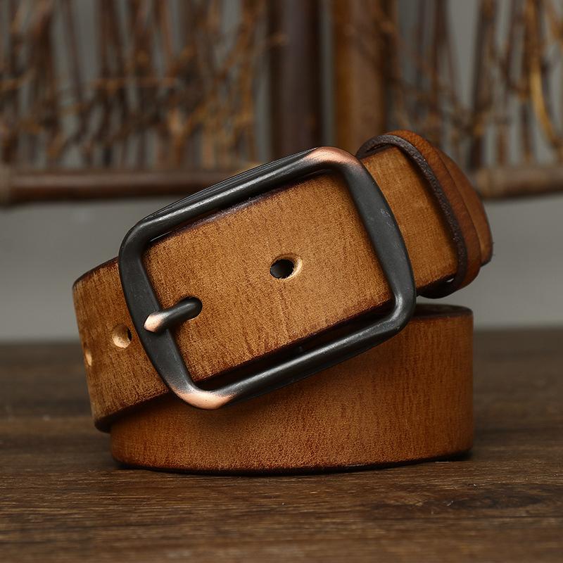 Belt Men's Matte Glossy Retro Leather Pin Buckle First Layer Cowhide Casual Trendy All-Match Youth Jeans Belt