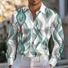 Мужская рубашка в стиле business casual Модная Роскошная Удобная Ткань Рубашка с принтом Длинный рукав Воротник Пуговицы Вечерняя рубашка XS-6XL